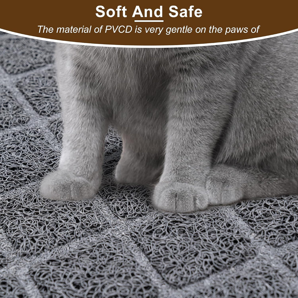 Cat Litter Box Mat,24 x 35 In,Trapping Mat Premium Durable PVC Pad,Grey