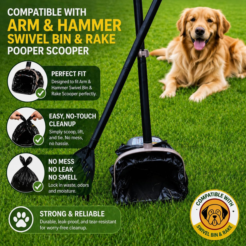 T-shirt Black Plastic Bag (600 ct.) Small Can Liners Doggy Poop Bags Compatible with Arm & Hammer Swivel Bin & Rake pooper scooper Thank You Grocery Shooping Bag Size Multipurpose Bags