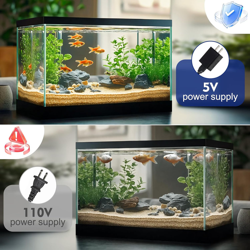 AQQA Electric Sponge Filter for Aquarium, Quiet USB Powered Sponge Filter
