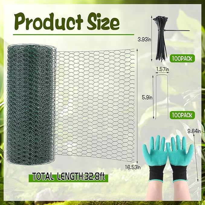 CIEOVO 32.8ft × 15.74 inches Wire Plant Protector from Animals, Metal Mesh - Image 2