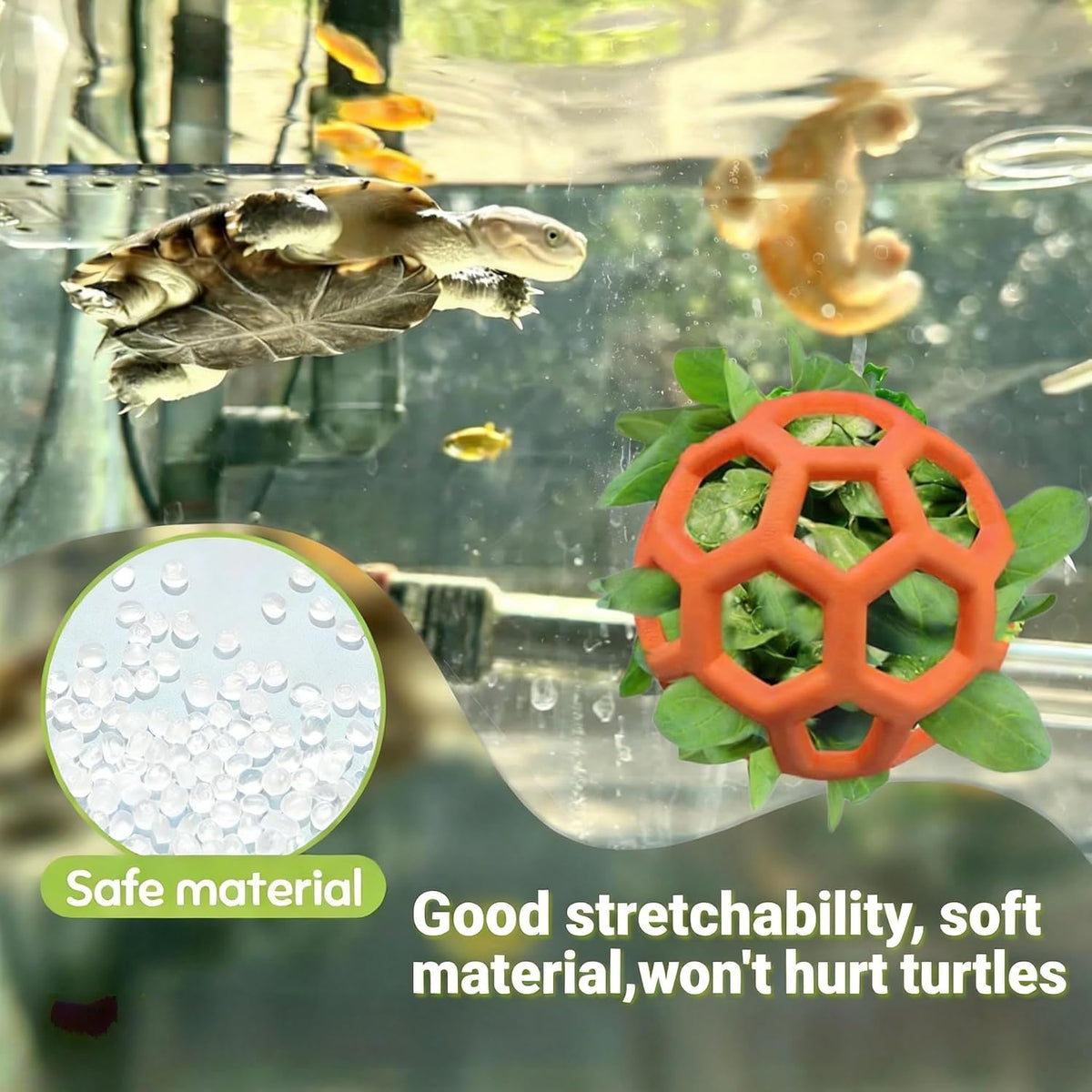 2PCS Turtle Feeder Balls, Slow Feeder Foraging Toy for Turtles & Tortoises, Reusable Fruit Vegetable Treat Holder, Aquarium Tank Habitat Accessories for Reptiles