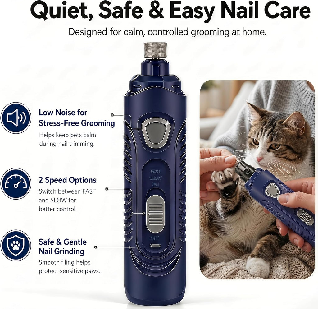 Dog Nail Grinder Whisper Quiet LED & Safe for Sensitive Dogs Cats