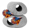 Aquarium Cave Decor - 2 PCS Natural Fish Tank Rocks for Betta Hideout and Shrimp Breeding, Hand-Polished Smooth Edges, PH Neutral, Ideal for 5-20 Gallon Tanks, Aquascaping Stone Ornaments