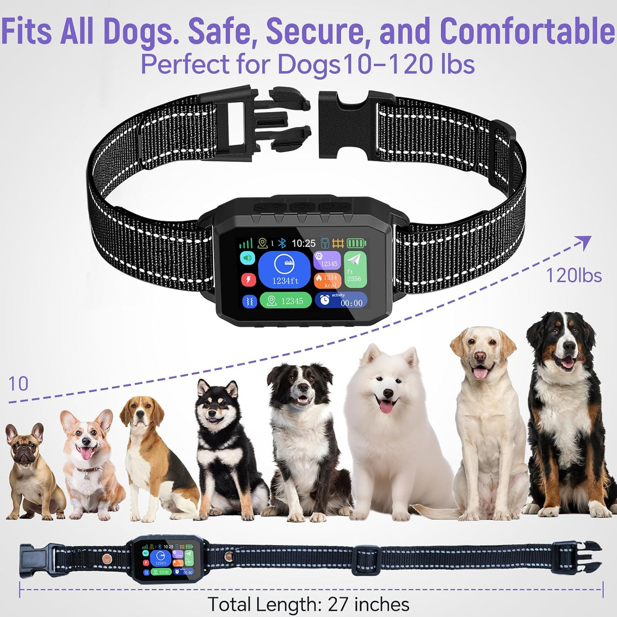 GPS Wireless Dog Fence - Free App Control, No Monthly Fee, Custom Polygon Boundary & Remote Training, Virtual Fence for Dogs 10-120 lbs, Black