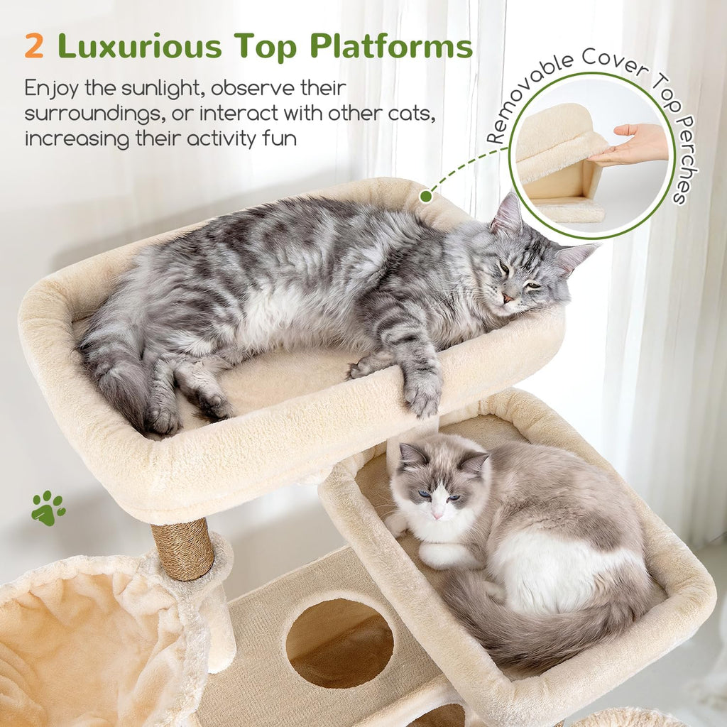 Globlazer Large Cat Tree 72in Tall Cat Climbing Tower, F72G, Beige