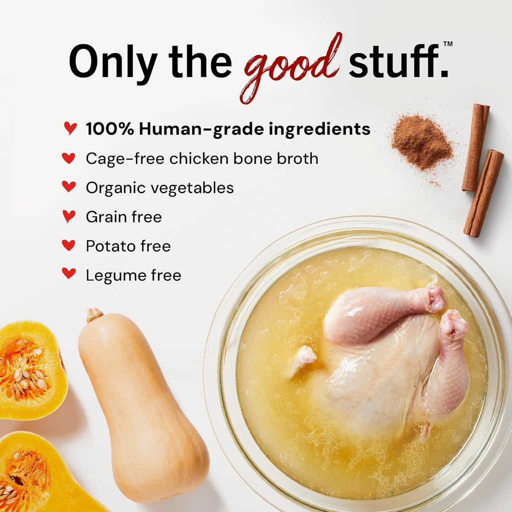 Stella & Chewy's Premium Cage-Free Chicken Bone Broth for Dogs - Joint & Gut Health Support Liquid Food Topper with Collagen & Turmeric, 16 Fl Oz Resealable Pouch (Pack of 6)