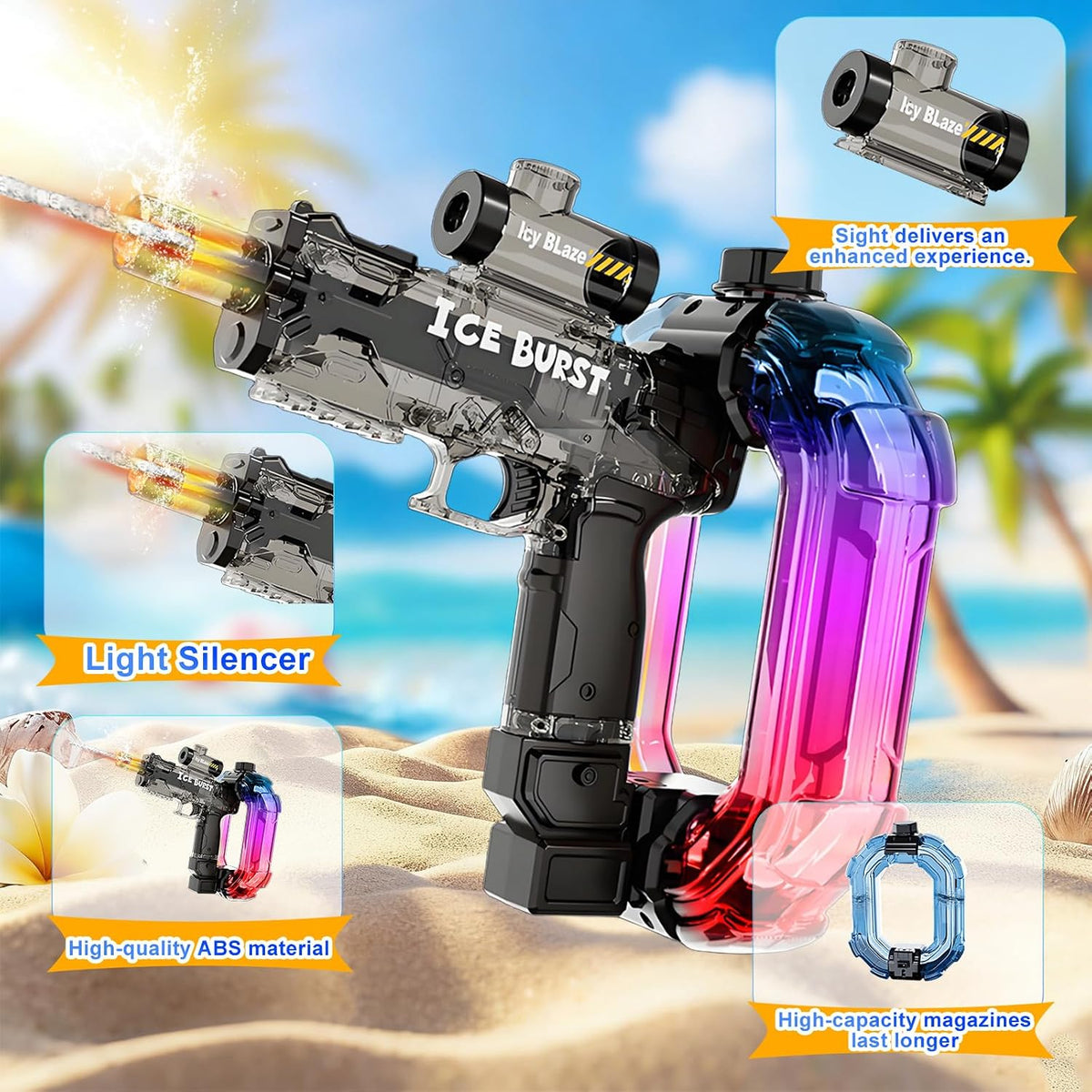 Electric Water Gun Toy, Transparent Automatic Watergun for Adult Kid