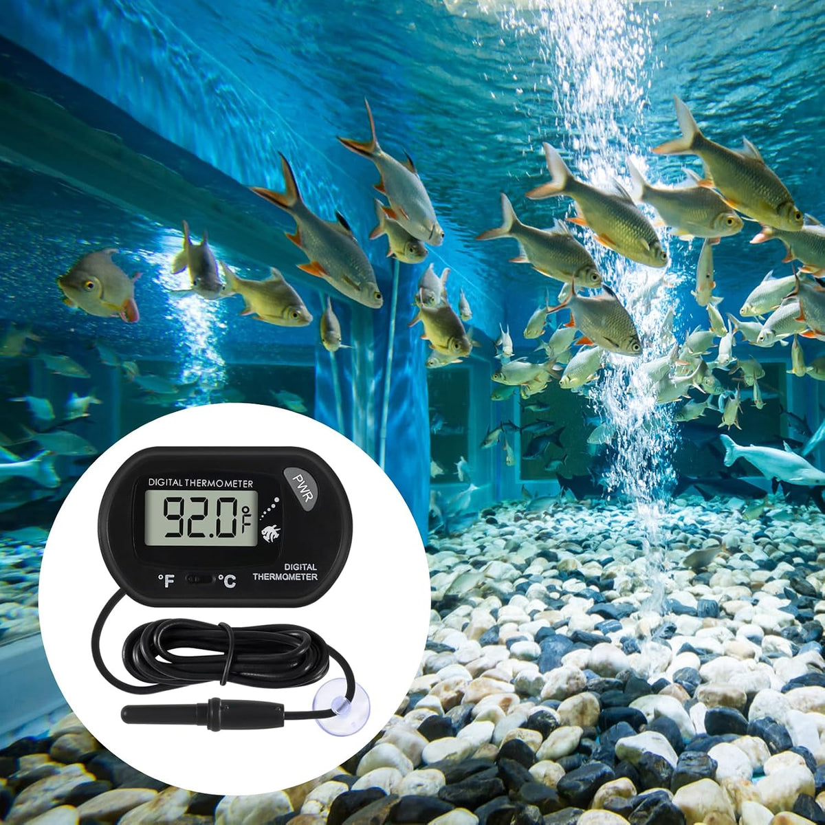 10Pcs Aquarium Thermometer Fish Tank Thermometer Reptile Terrarium Water Test Digital with LCD Display Fahrenheit/Celsius(℉/℃)