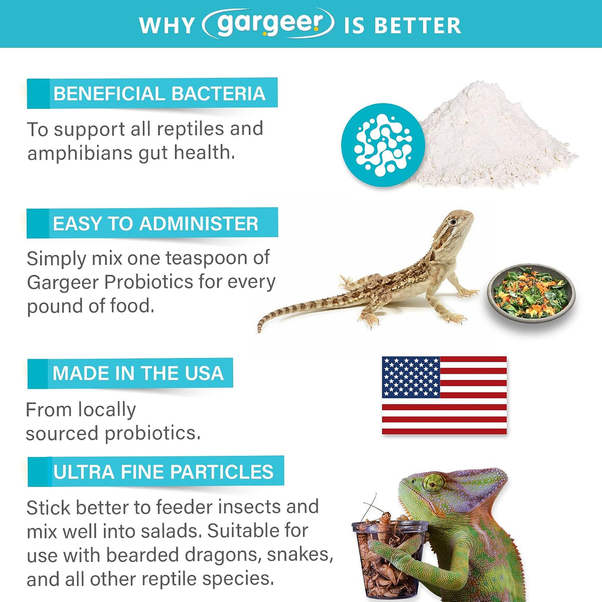 Gargeer 2oz All Reptile Probiotics. Improved Appetite & Digestion. USA Made
