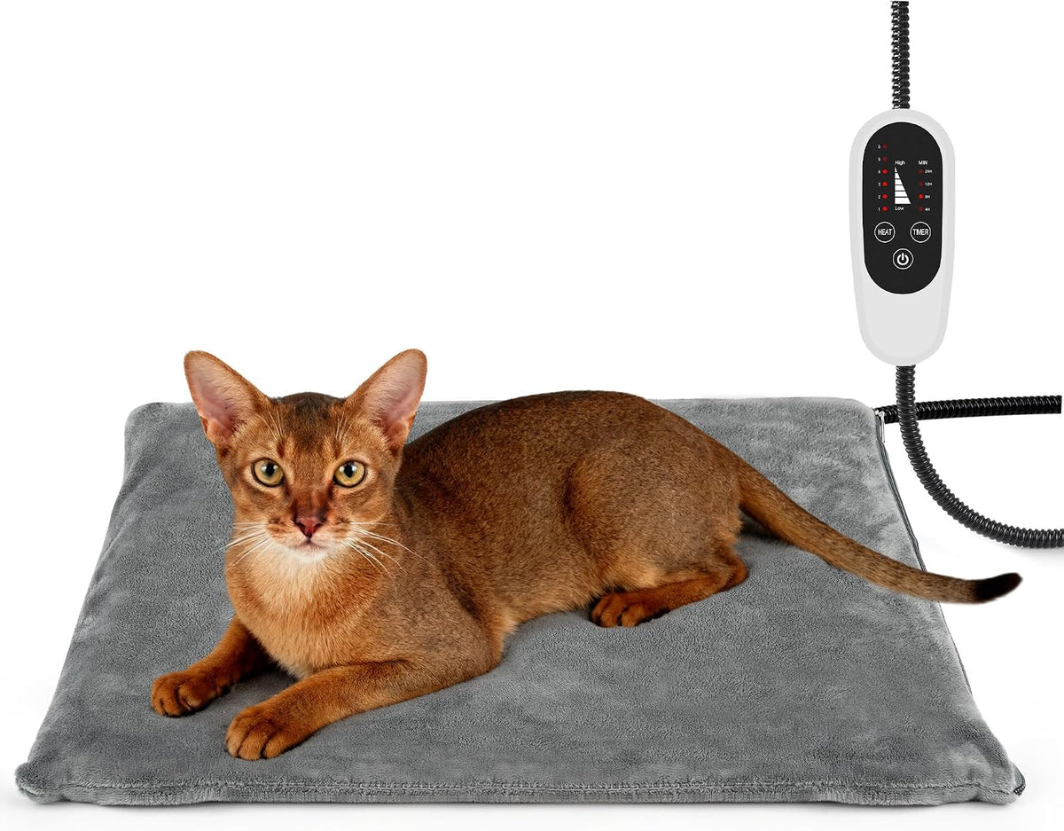 NICREW Adjustable Temperature Cat Heating Pad, 17.7" x 15.7", 55W, Gray