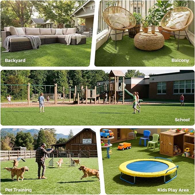 Artificial Grass Rug Indoor Outdoor, 7.7 x 8.7FT Faux Grass Turf - Image 9