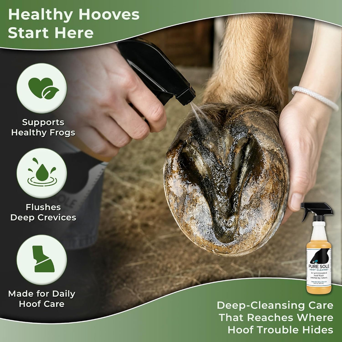 Hoof Cleanse Thrush Treatment Spray for Horses, 16 oz
