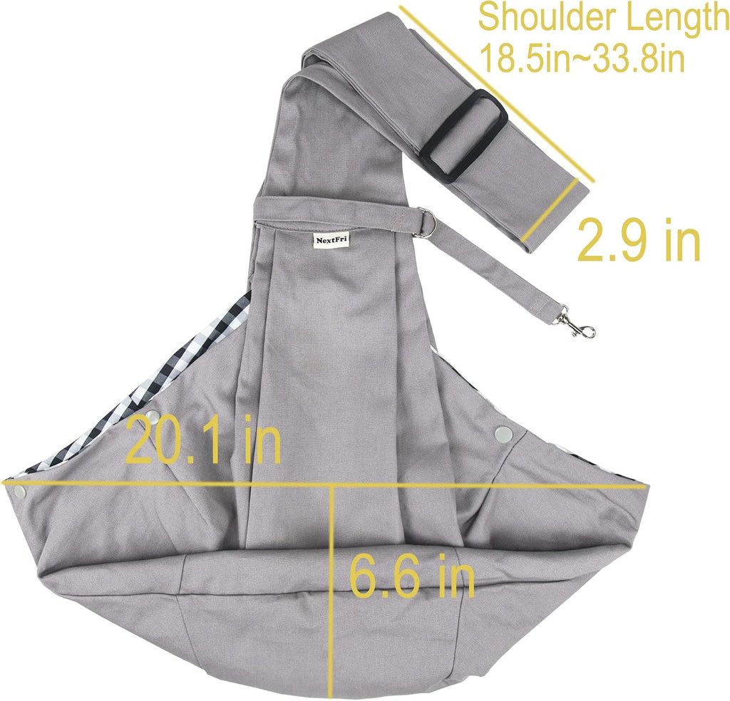 Pet Sling Carrier Adjustable Shoulder Strap Puppy Tote Hands Free Reversible Pet Backpack for Outdoor Travel Grey