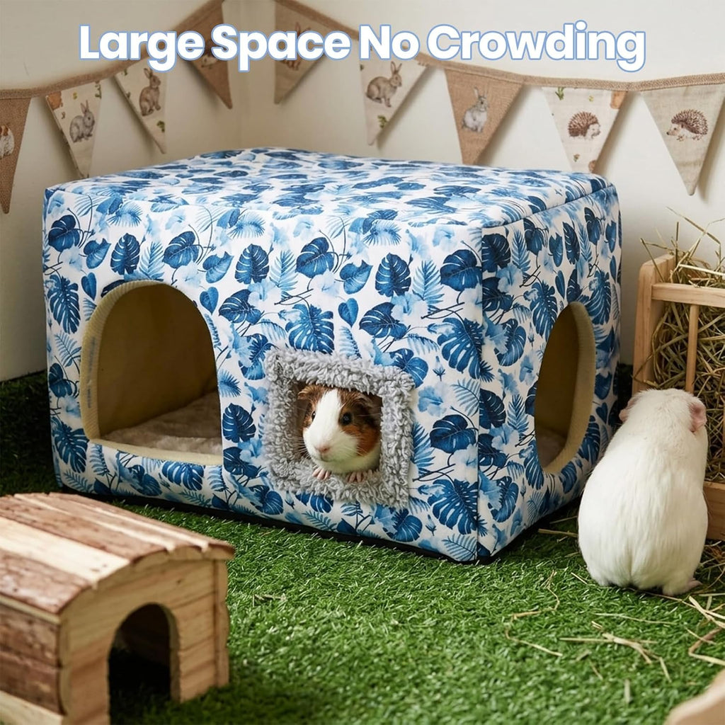Guinea Pig Hideout, Washable Guinea Pig House, Blue Leaf
