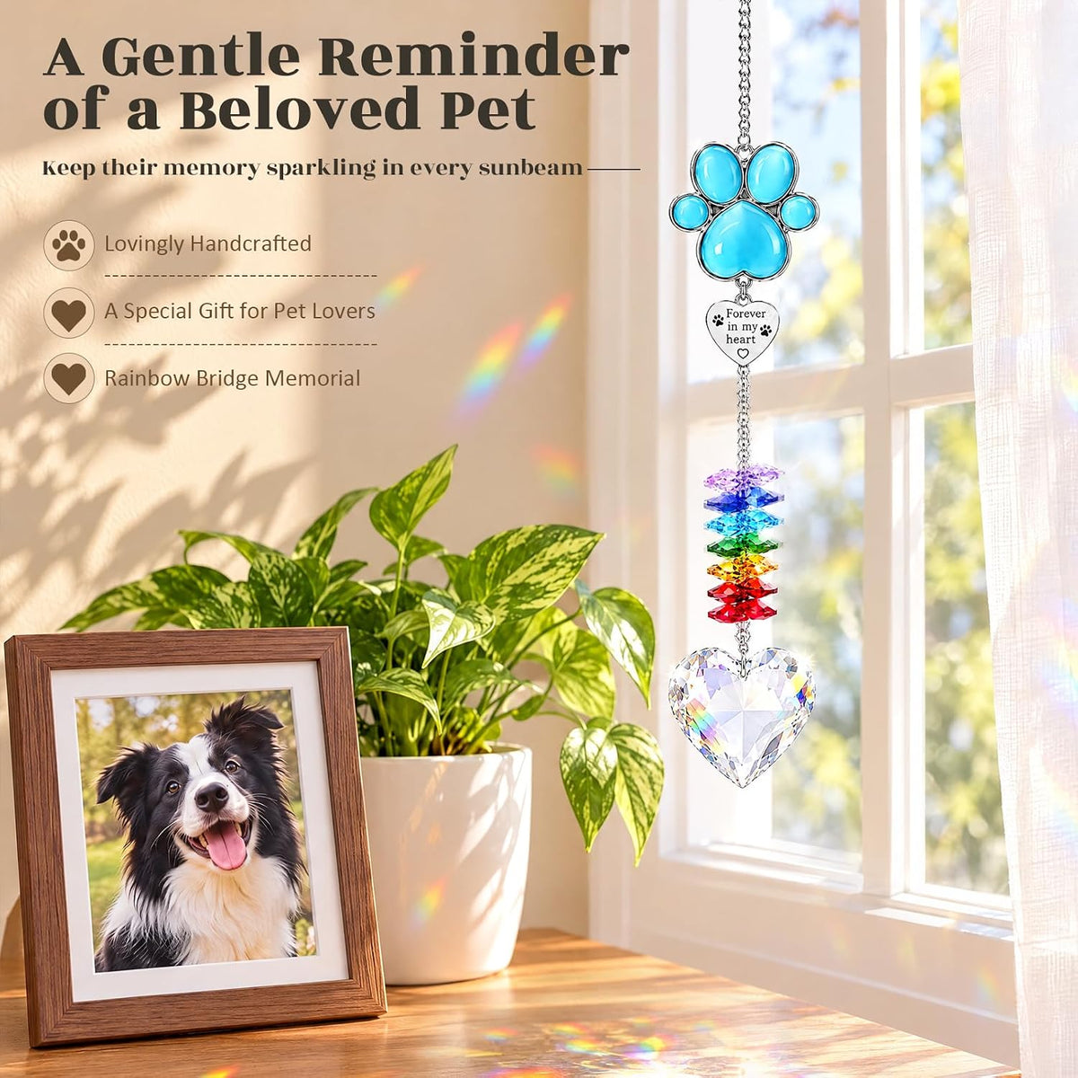 Dog Memorial Gifts for Loss of Dog,Pet Sympathy Crystal Memorial Suncatcher