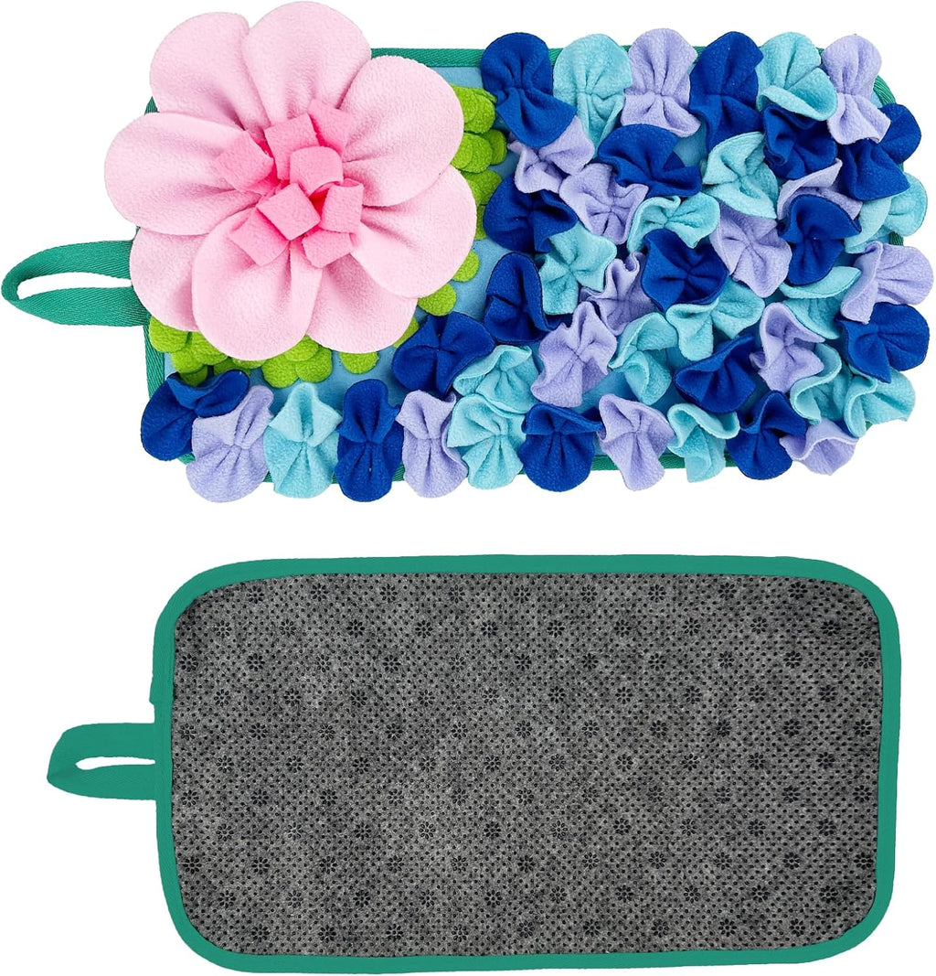 Small Animals Foraging Mat – Cute Rabbit Feeding Mat with Fun Design, Slow Eat Durable Fleece Pad for Rabbits, Hamsters, Guinea Pigs (Blue)