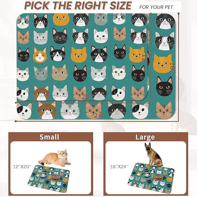 Cute Cat Dog Food Mat, Absorbent Pet Feeding Mat - Image 2