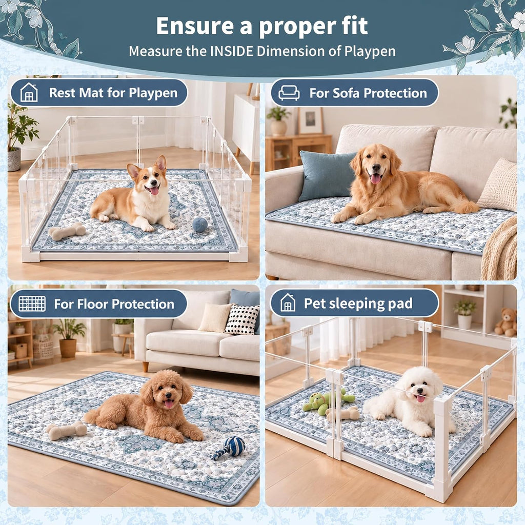 50" Washable Extra Large Quilted Dog Crate Mat, Soft Cushioned Dog Bed Mat