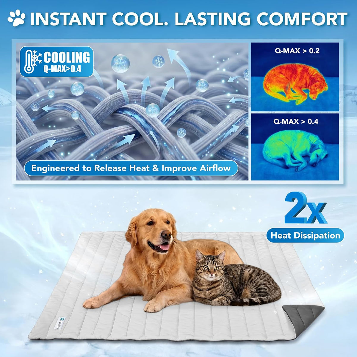 PetAmi Dog Cooling Mat Blanket Pet Pad for Small Medium Cat, Small, 24x32