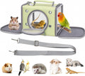 Portable Small Animal Travel Carrier, Foldable Breathable Travel Pet Cage for Hamsters, Guinea Pigs, Rabbits, Birds & Reptiles, Bird Carrier for Small Parrots & Parakeets (Large, Green)
