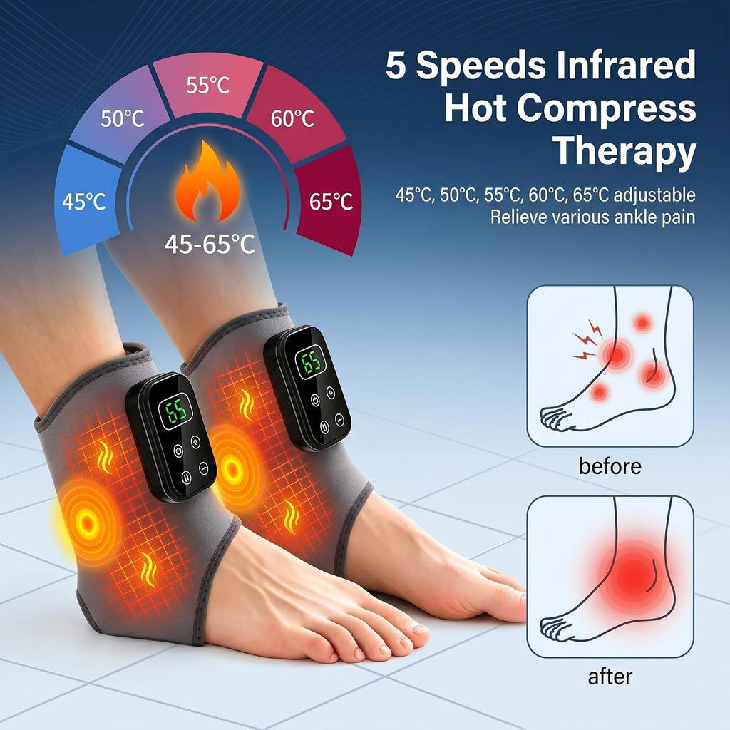 Foot Advanced Renew Triple Method Massager for Neuropathy and Plantar Fasciitis Pain Relief,Portable Cordless Ankle Massager with 5 Vibration Modes and Heat for Heel,Arch&Ankle Relief-1 PC