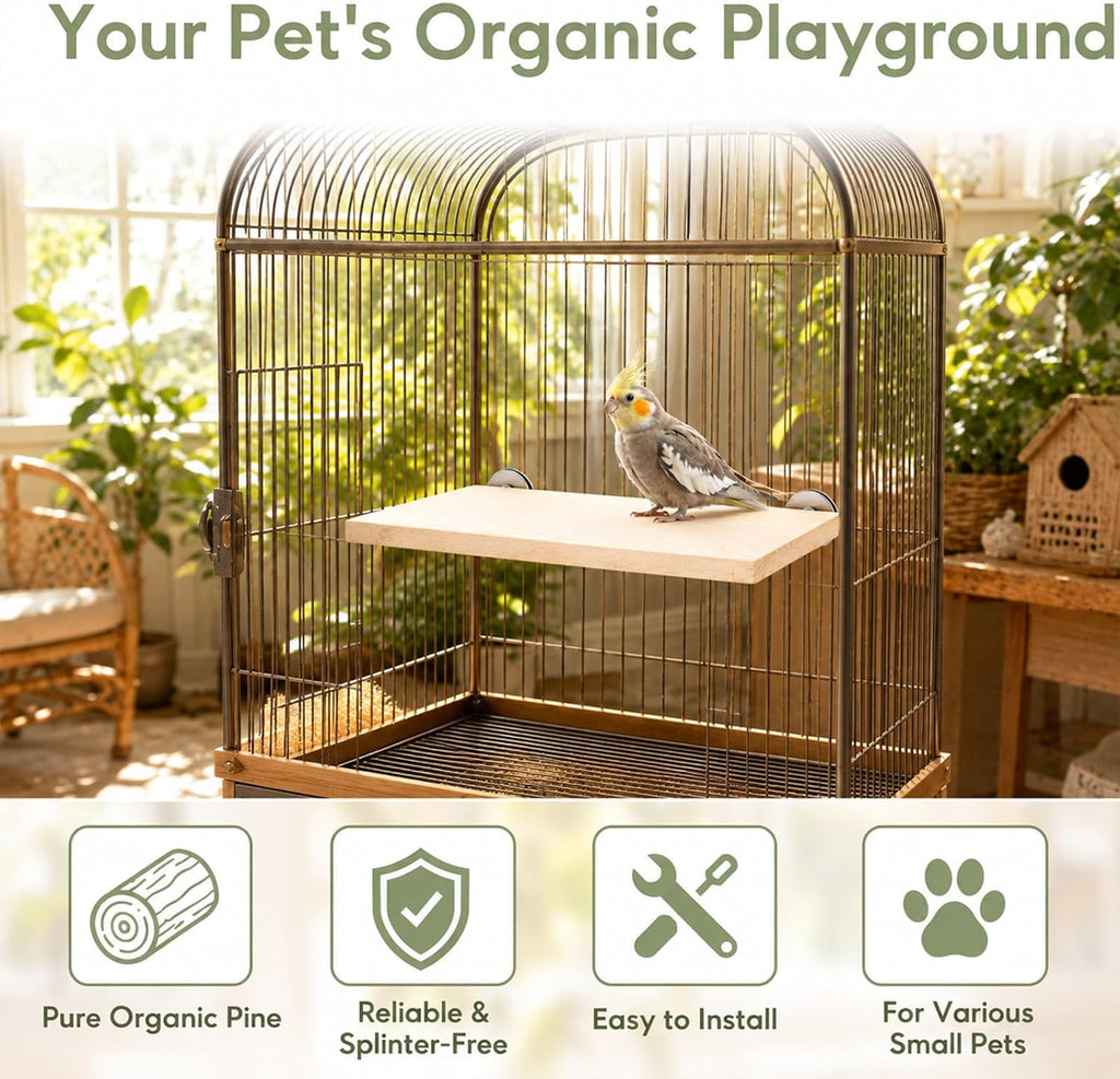 Okllen 3 Pack Bird Perch Stand, Parrot Wood Platform, Natural Wooden Perch Toys Playground Cage for Conure, Chinchilla, Parakeet, Budgie, Cockatiel