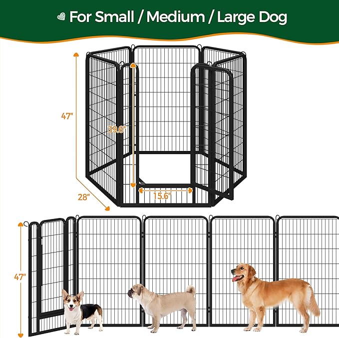 Yaheetech Dog Playpen Outdoor, 47 inch 6 Panels Dog Pen Indoor Heavy Duty Puppy - Image 4