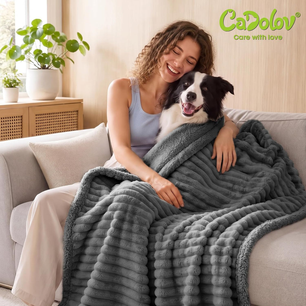 Waterproof Dog Blanket, Washable Reversible Pet Blankets, 38x56in, Grey