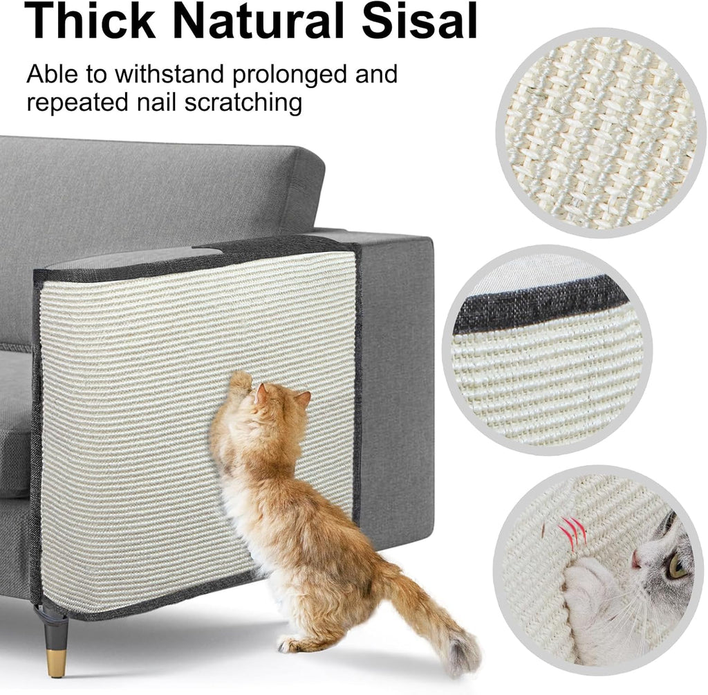 Cat Scratch Sofa Protector,Cat Scratching Couch Protector with 19.7''L*23.6''W Natural Sisal Scratching Mat for Protecting Couch Sofa Chair (Dark Grey/Left Hand)