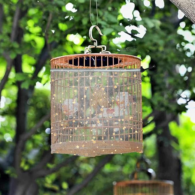 Bird Cage Seed Catcher, 45-90'' Adjustable Cover, Universal Nylon Mesh Net - Image 7