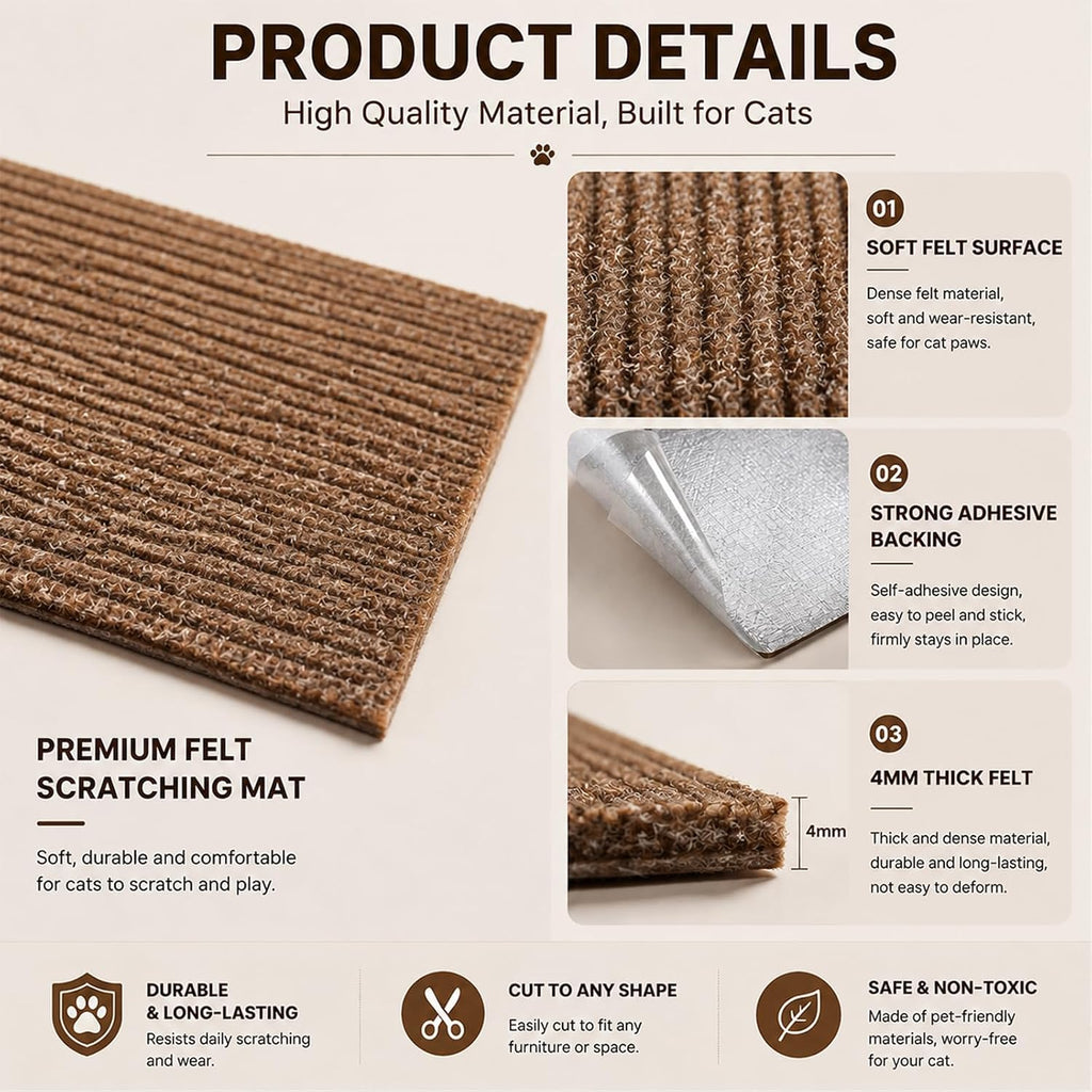Cat Scratch Furniture Protector Trimmable DIY Self-Adhesive Couch Protector from Cat Claws Covering Cat Scratching Post or Wall Indoor