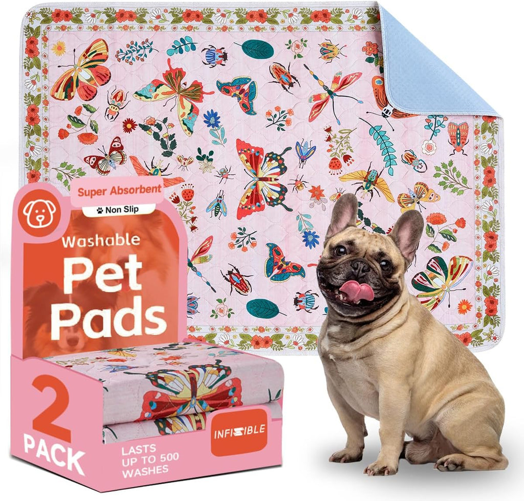 Pink Large Absorbent Reusable Washable Pee Pads for Dogs, 2 Pack 48"x36"