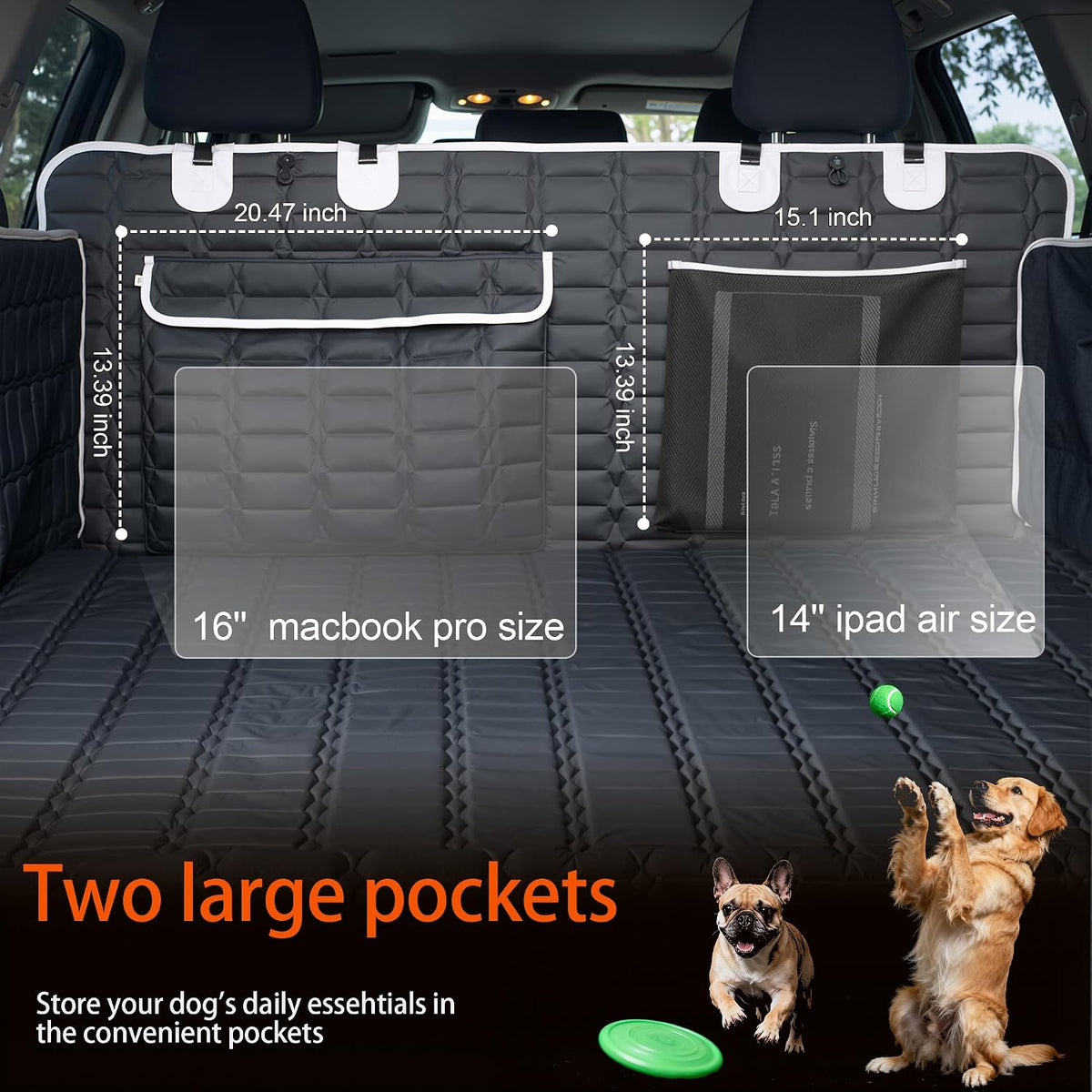 Reliadura SUV Cargo Liner for Dogs, Waterproof Dog Trunk Cover with Bumper Flap Protector, Pet Cargo Mat Cover for SUVs Sedans Vans, Non-Slip Scratchproof Dog Seat Cover, Large Size Universal Fit