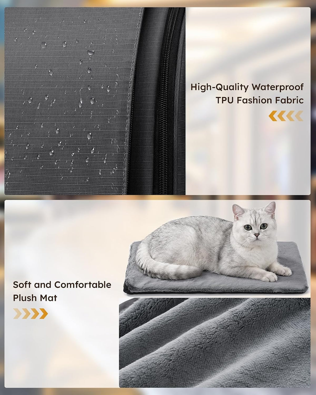 Pecute Cat Backpack Carrier,TPU Leather Dog Backpack,Ergonomic,Dark Gray
