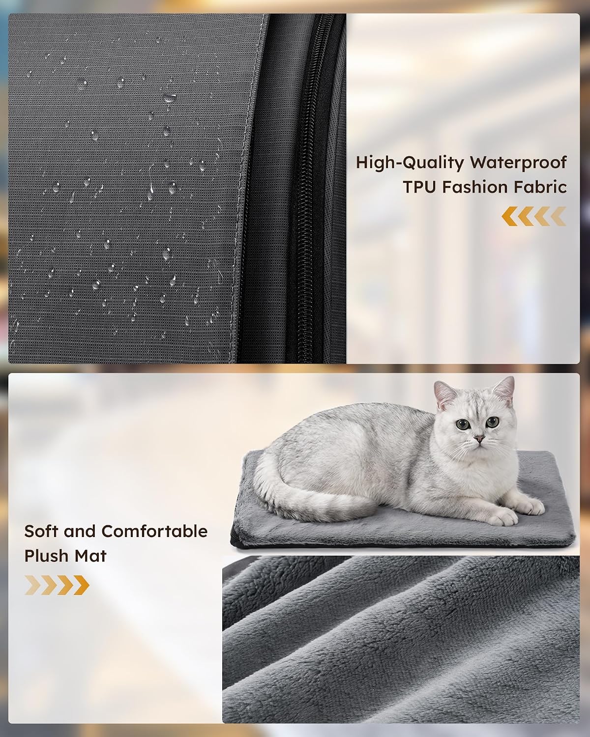 Pecute Cat Backpack Carrier,TPU Leather Dog Backpack,Ergonomic,Dark Gray
