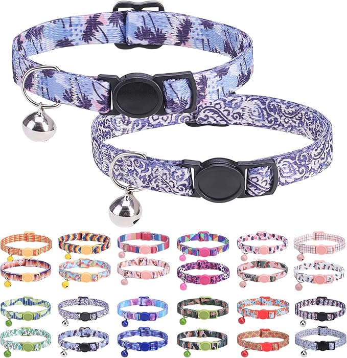 Breakaway Cat Collars for Girl Boy Cats, Spring Summer All Weather Cat Collar by DILLYBUD