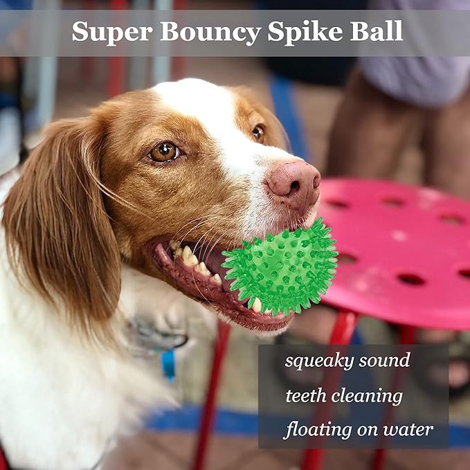 6pack Squeaky Dog Toys Spiky Dog Balls Cleans Teeth and Promotes Dental and Gum - Image 3