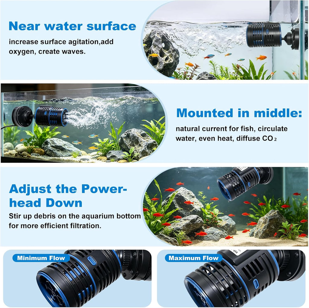 Wave Maker for Aquarium 1057GPH 7W Quiet Magnetic Powerhead 70-210Gal