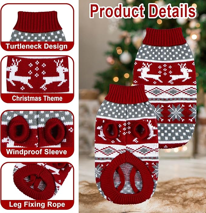 Cat Dog Christmas Sweater Pet Winter Warm Coat Pajamas Small Dog Sweaters - Image 4
