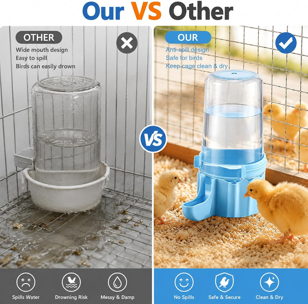 16.7Oz Quail Chick Gravity Waterer with Anti-Drowning Tray & Cleaning Brush