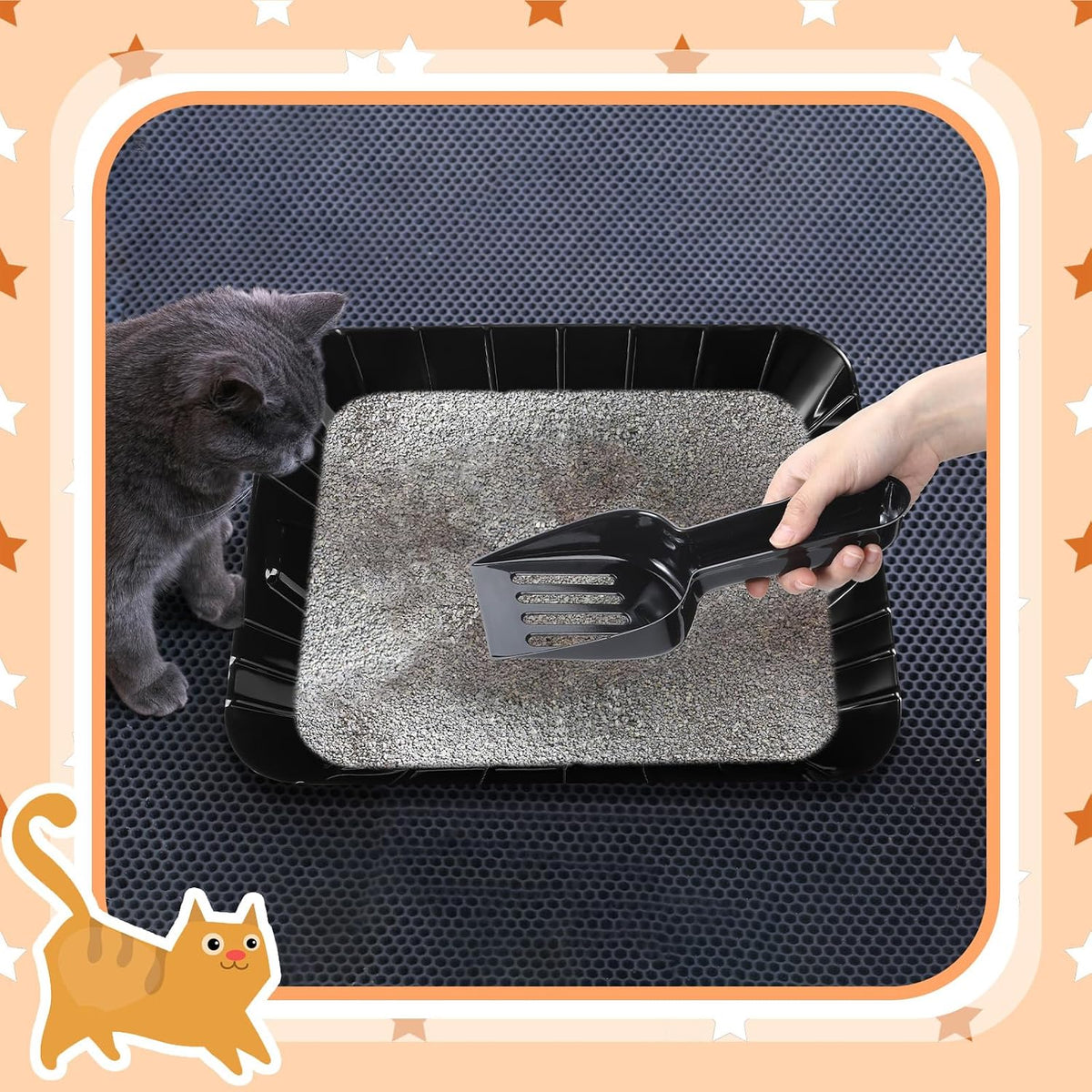 Bokon Pcs 50 Disposable Litter Boxes for Cats with Scoop, Black