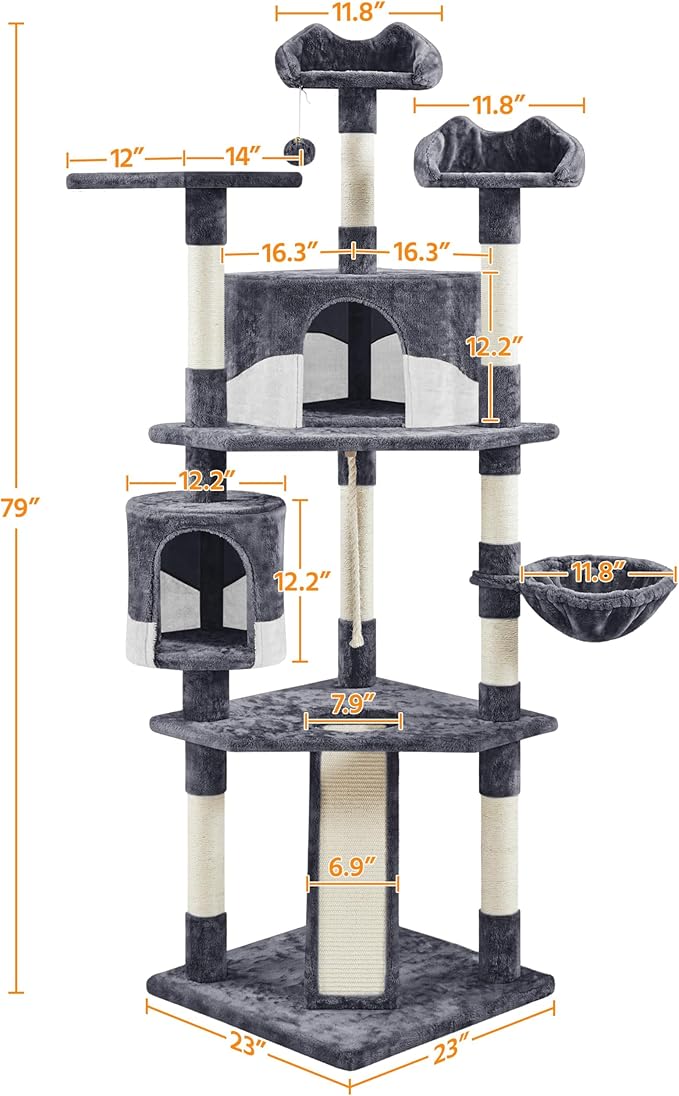 Yaheetech 79in Multi-Level Cat Trees Indoor Cat Tower - Image 3