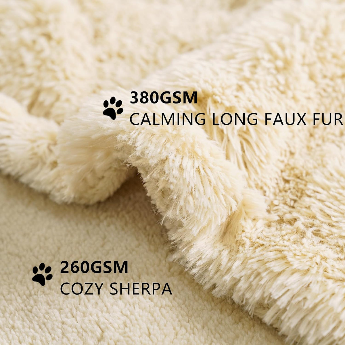 gogobunny Waterproof Dog Blanket for Couch & Furniture Protection - Super Soft Reversible Throw for Large Dogs & Cats, Calming Washable Fur & Sherpa Pet Blanket (25x35 Inch, Beige)