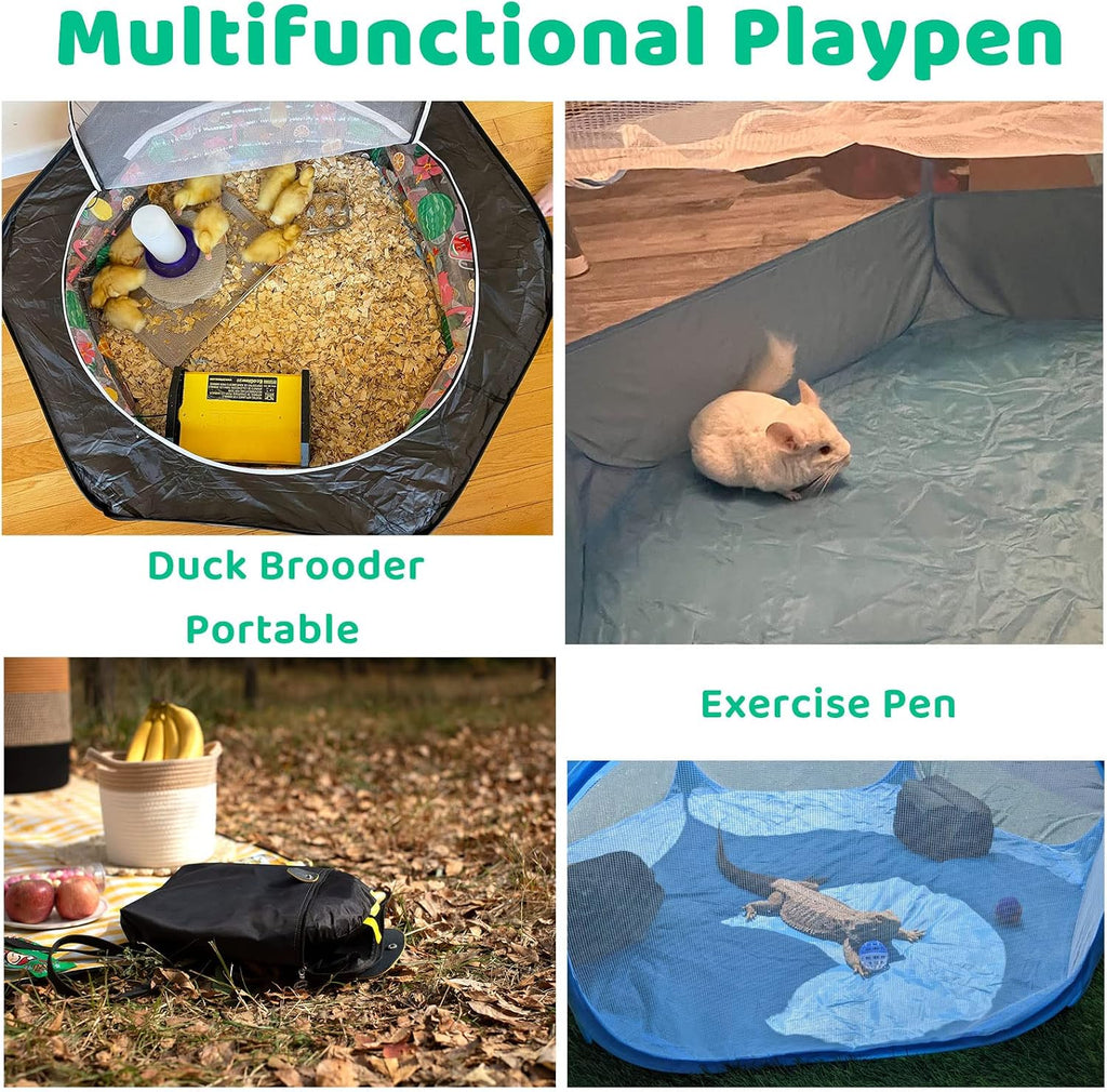 Guinea Pig Playpen with Cover, Hamster Playpen with Top, Rabbit Pop Up Playpen with Roof & Pet Small Rat Toilet, Square Potty Trainer Corner Litter Bedding Box Pet Pan