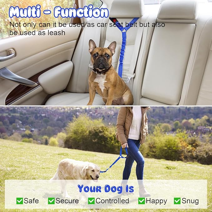 BWOGUE Pet Dog Cat Seat Belts, Car Headrest Restraint Adjustable Safety Leads - Image 6