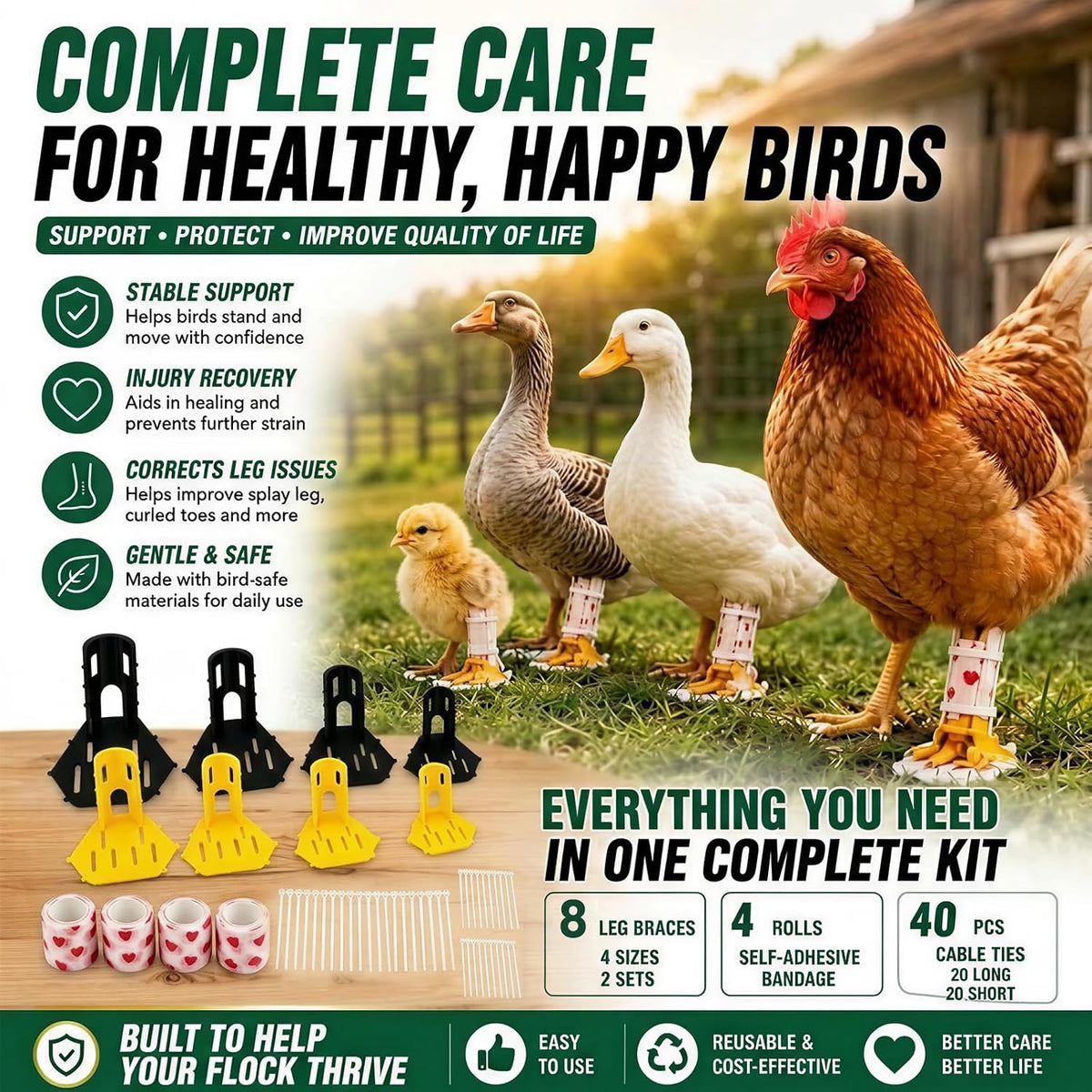 8PCS Chicken Leg Splint,Adjustable Chicken Splint for Ducks,Geese for Brace