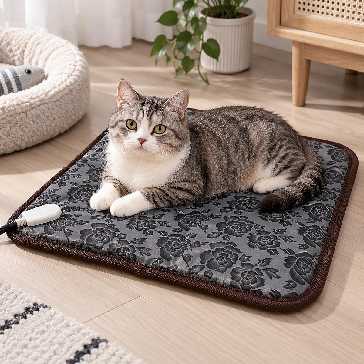 Electric Dog Heating Blanket, Heating Pad for Cat, Pet with Anti-Bite Tube