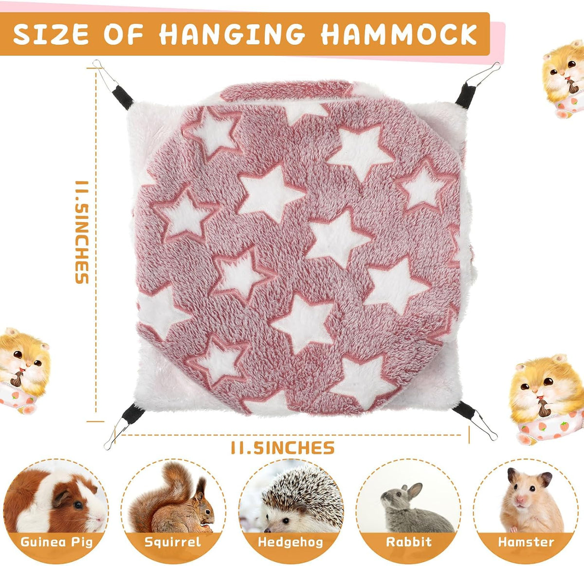 Sadnyy 6 Pcs Rat Hammocks Small Ferret Hanging Bed, Cute Pattern