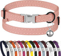 Leather Cat Collar with Buckle and Removable Bell by BUDKAS