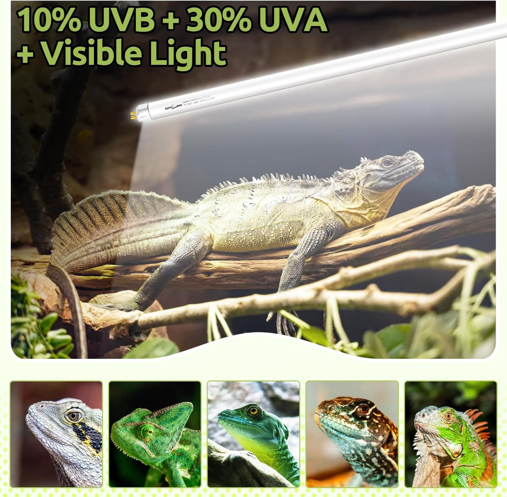 REPTI ZOO 2 Pack 34" T5 5.0 UVB Reptile Light Bulb 39W, UVA UVB Fluorescent Lamp Tube for Turtles, Chameleon, Tortoises, Lizard